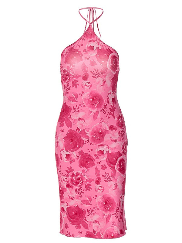 Floral Print Halter Neck Bra Mini&Short Dresses