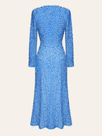 Crew Neck Long Sleeve Glitter Sequin Midi Dress