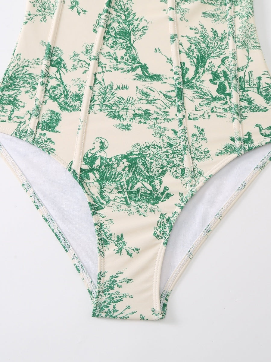 One-piece Swimsuit, Tight-fitting And Slimming, Retro-style Strappy