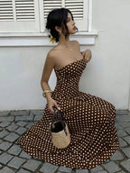 Off-shoulder Polka Dots A Grace Maxi Dresses