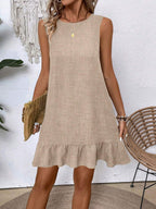 Ruffled Sleeveless Casual Short Dress