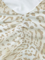 Leopard Print Sexy Deep V Bodycon Halter Neck Short Dress With Ruffled Trim