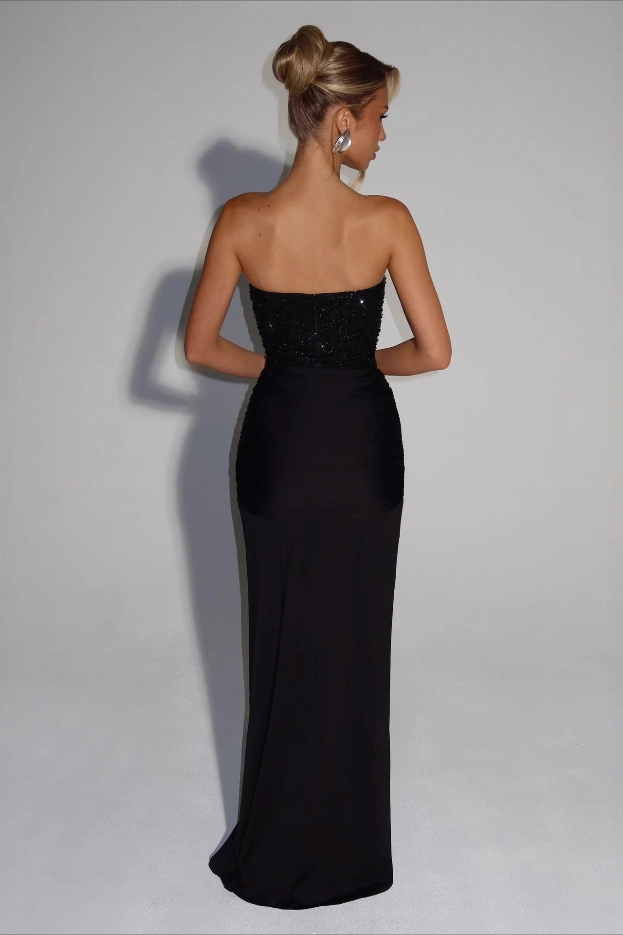 Sexy Strapless Ruched Zipper Slim Fit Formal Dress
