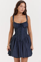 french navy corset mini dress