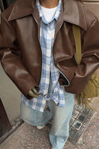 Retro Moto Burgundy Matte Leather Jacket