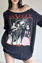 Vintage Loose Street Print T-shirt