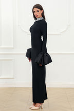 Sparkling Round Neck Long Sleeve Bubble Sleeve Formal Dress