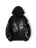 Butterfly Pixel Print Oversized Hoodie