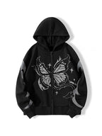 Butterfly Pixel Print Oversized Hoodie