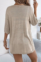 Solid Color Loose Short-sleeved Casual Knitted Cover-up