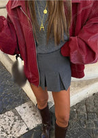 Oversized Red Zipper Jacket