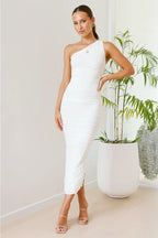 Zaida Statement Midi Dress White Chic Silhouette Collection
