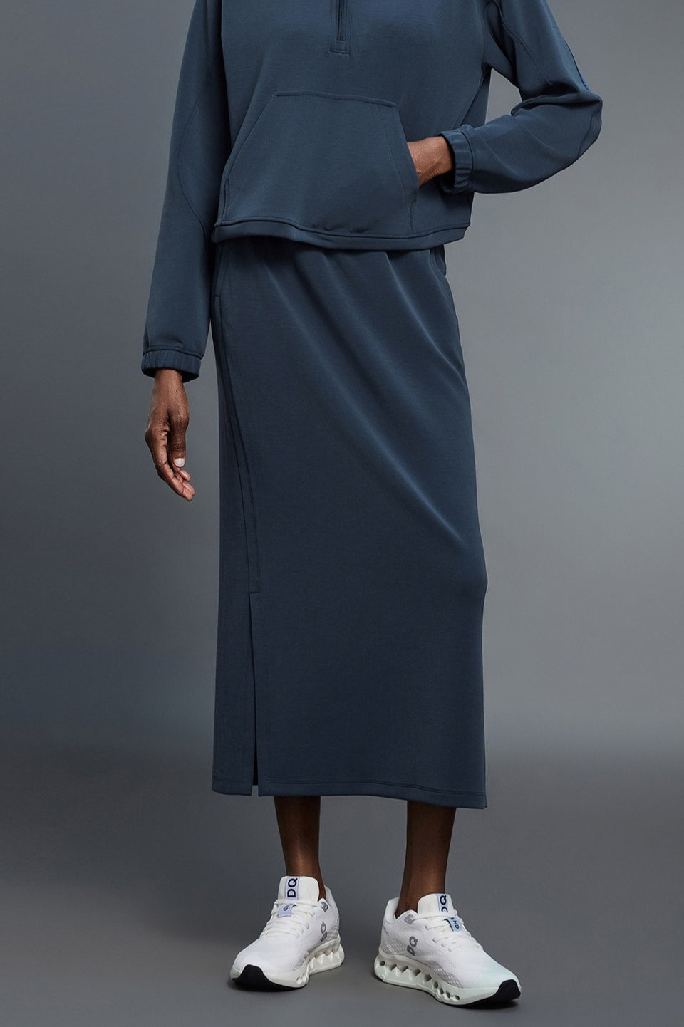 High Waist Split Straight Bodycon Midi Skirt