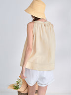 Textured Linen Off-shoulder Slim Fit Non-elastic Camisole
