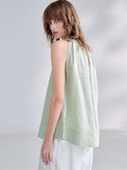 Textured Linen Off-shoulder Slim Fit Non-elastic Camisole