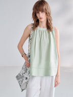 Textured Linen Off-shoulder Slim Fit Non-elastic Camisole