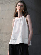 Textured Linen Off-shoulder Slim Fit Non-elastic Camisole