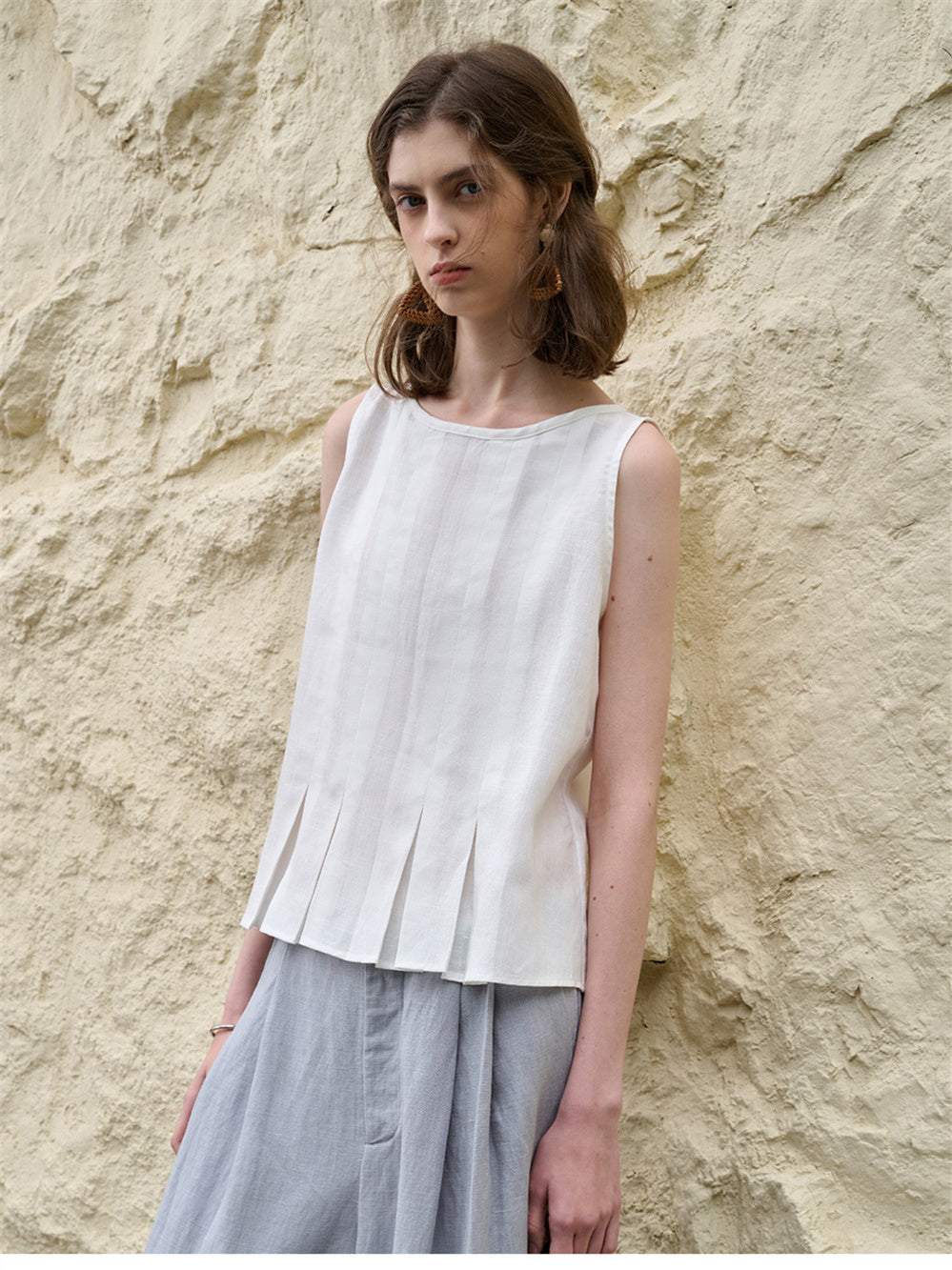 Solid Color Tencel Slim Fit Stretch Tank Top