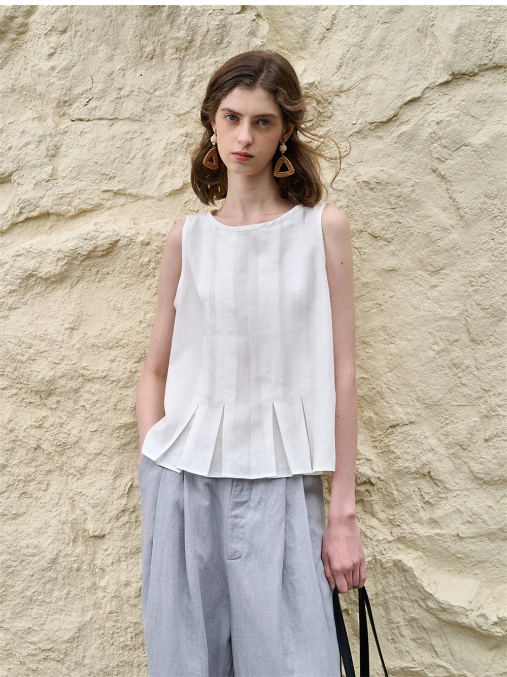 Solid Color Tencel Slim Fit Stretch Tank Top