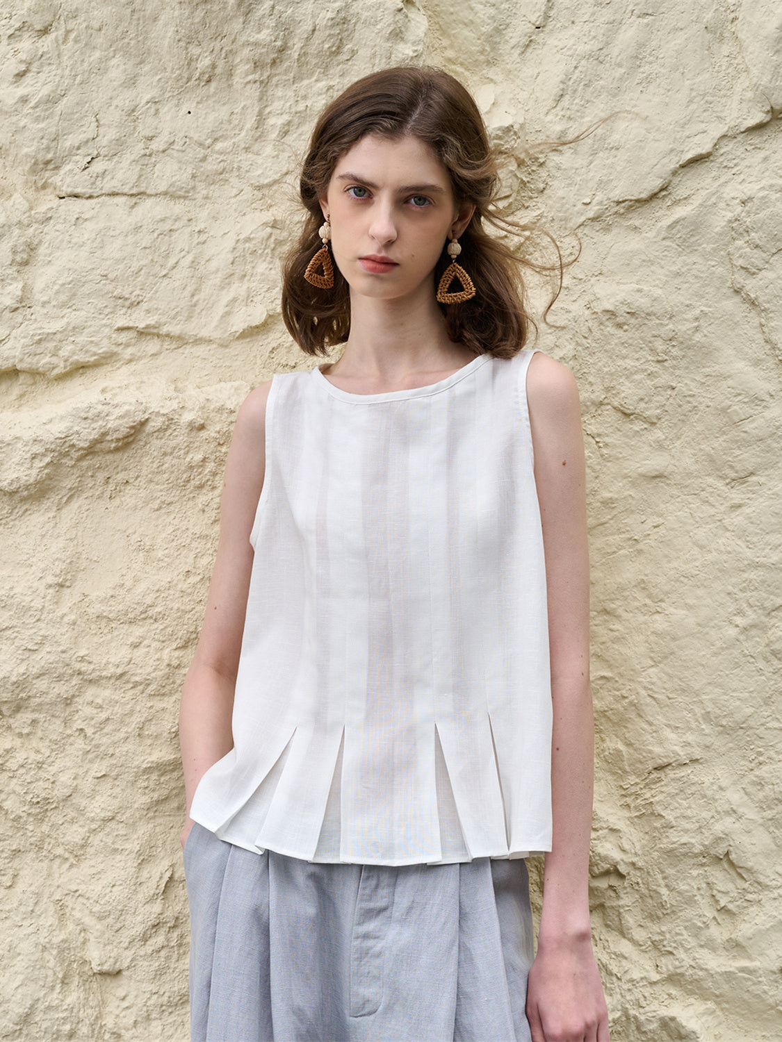 Solid Color Tencel Slim Fit Stretch Tank Top
