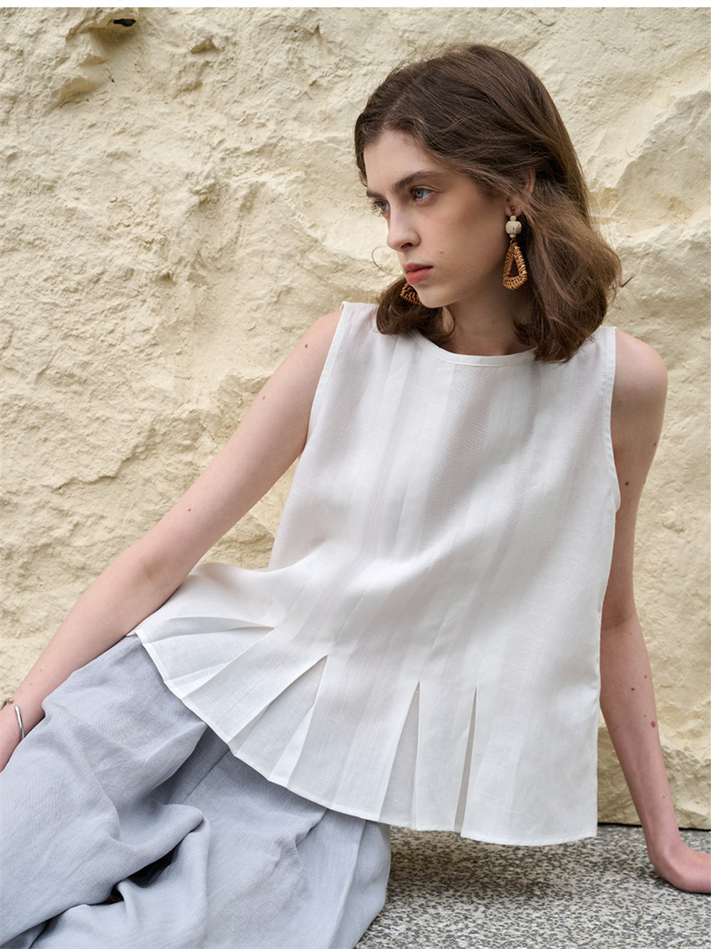 Solid Color Tencel Slim Fit Stretch Tank Top