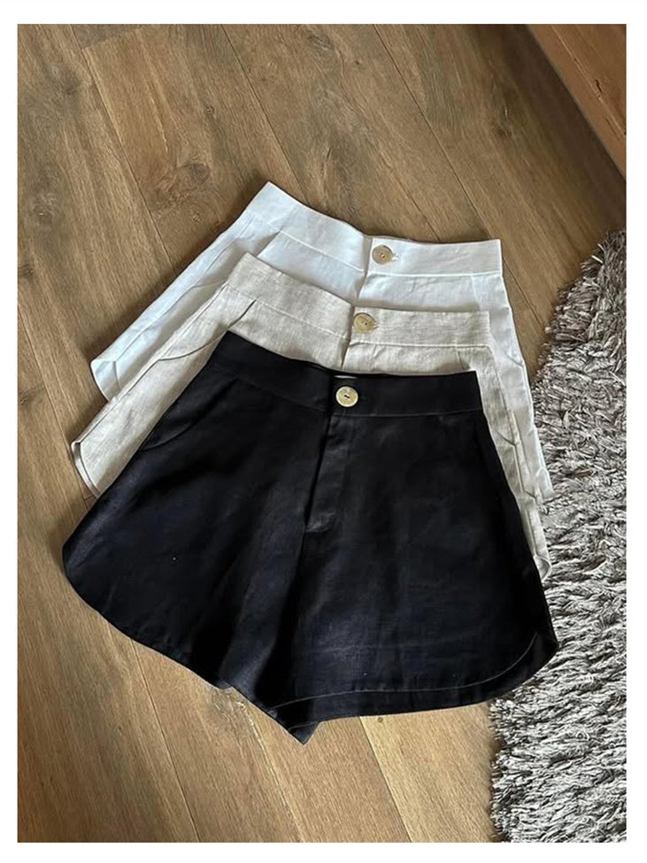 Lightweight Tencel High-waisted Non-stretch Shorts