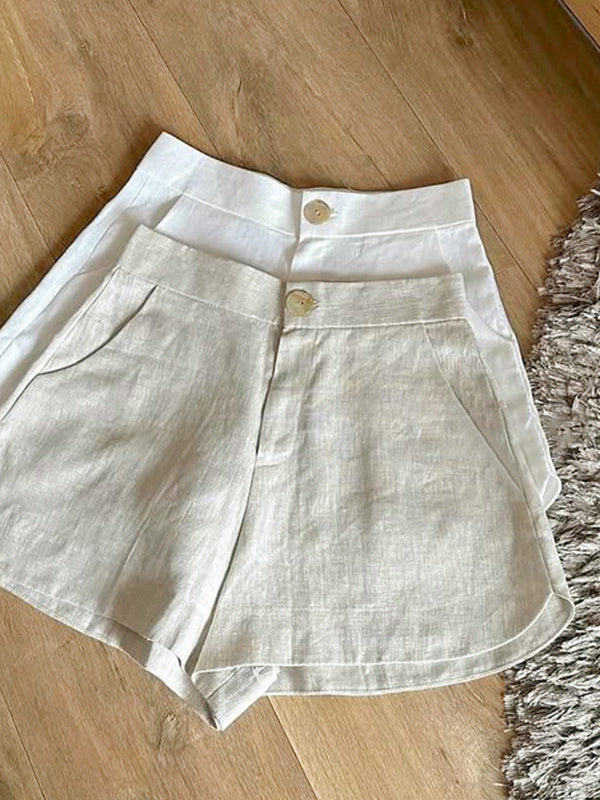 Lightweight Tencel High-waisted Non-stretch Shorts