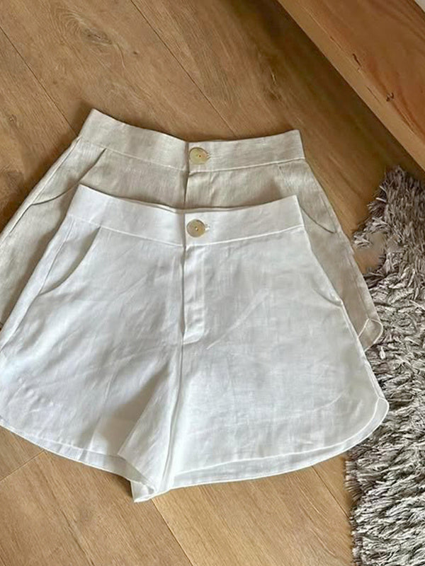 Lightweight Tencel High-waisted Non-stretch Shorts