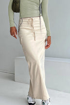 Slim-Fit Cargo Cotton Skirt