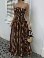 Off-shoulder Polka Dots A Grace Maxi Dresses