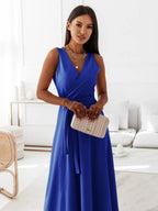 Lace Up V-neck Formal Dress Maxi Dresses