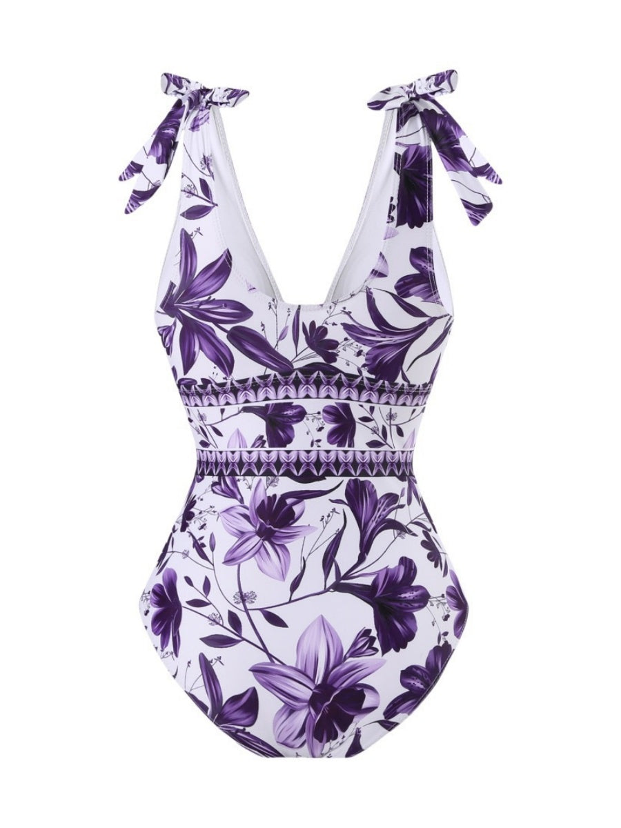 Blue And White Porcelain Print One-piece Slimming And Figure-flattering Long Swimsuit And Sun Protection Dress Two-piece Set