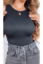 Sleeveless Stretchy Triangle Swim Inspired Bodysuit