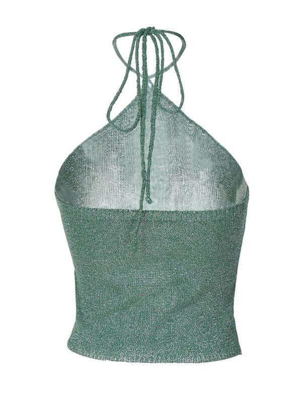 Solid Color, Versatile, Sexy Halter Neck, Slim Fit Knitted Camisole