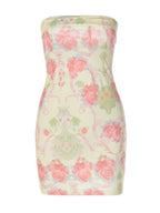 Floral Print Strapless Bodycon Mini Dress