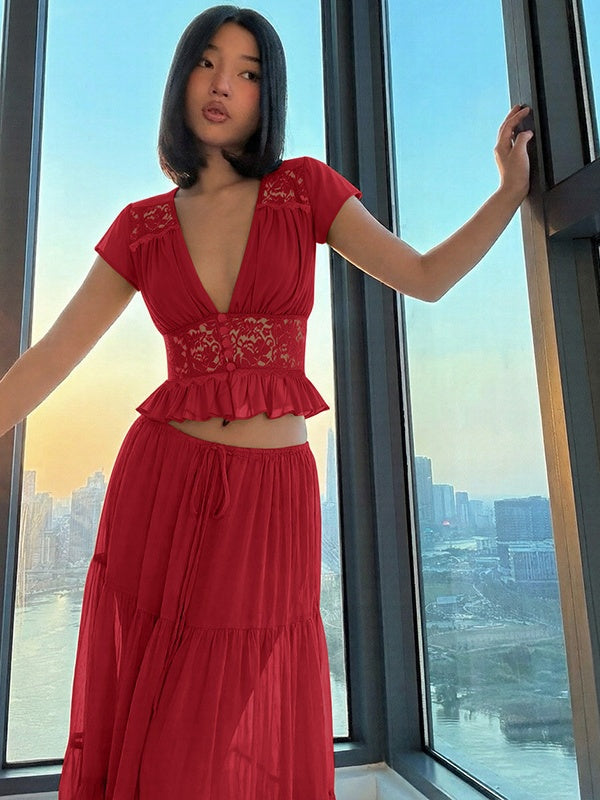 Silk Chiffon Cardigan T-shirt Loose See-through Long Dress With Tie