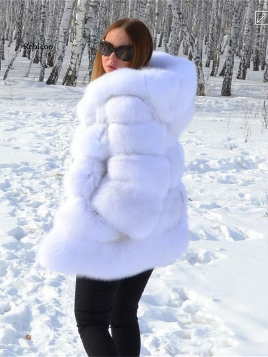 Artificial Fur Hooded Coat Parties Coats