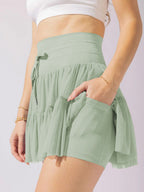 Culottes Sports Pocket Mesh High Waist Skirts