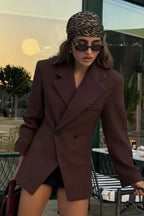 High-Waisted Button Blazer
