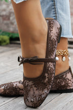 Fashionable Sequined Embroidered Square-toe Flat Casual Shoes