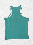 Contrast Color Letter Embroidery Crop Tank Top