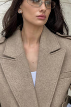 Notch-Lapel Epaulet Wool Blend Loose Coat