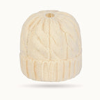 Solid Color Ribbed Ponytail Beanie Hat
