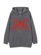 Contrast Color Spider Print Oversized Hoodie