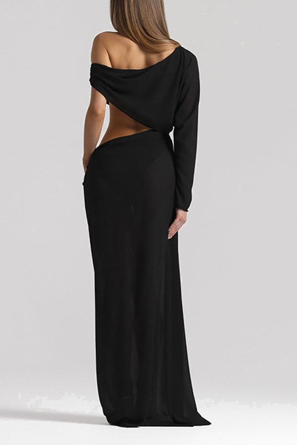Sculptural Asymmetric Cutout Maxi Dress