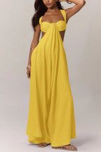 Solid Color Casual Camisole Loose Stretch Wide-leg Jumpsuit