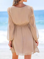 Surplice Long Sleeve Mini Dress