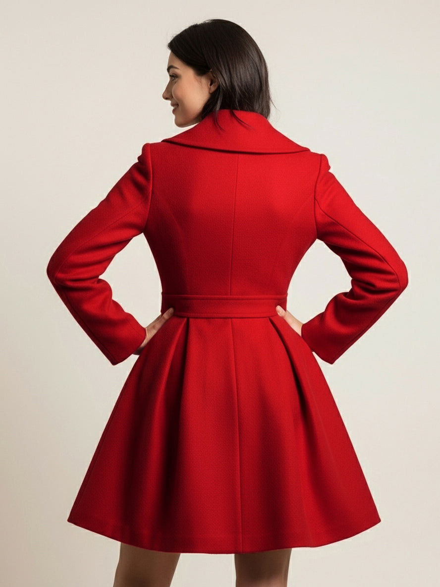 Wool Blend A-line Coat With Shawl Collar And Black Buttons For Women 2026