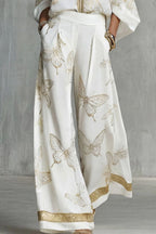 Flowy Butterfly Pattern Two-Piece Set