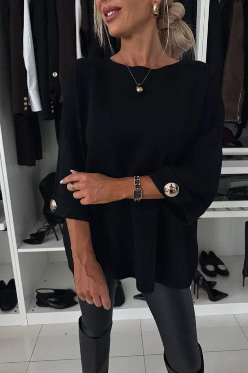 | Knitted sweater with button detail and half sleeves